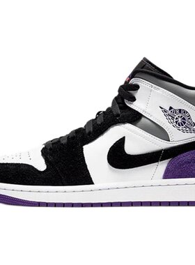 AJ1Mid中帮黑紫白紫脚趾篮球鞋