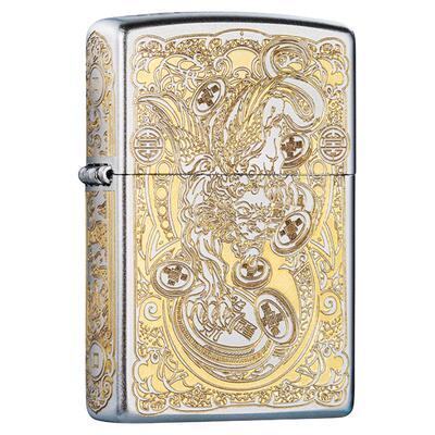 zippo正品打火机金银双色貔貅男