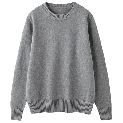 纯棉线针织衫女圆领套头宽松