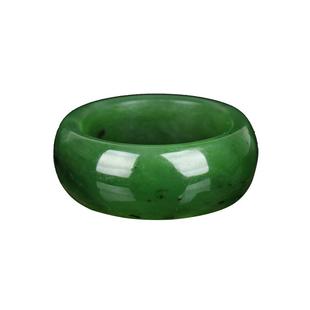 天然新疆和田玉碧玉戒指男菠菜绿扳指女戒指玉石情侣素面指环尾戒