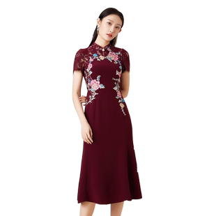 SUSSI/古色春夏商场同款新中式旗袍喜婆婆婚宴装连衣裙