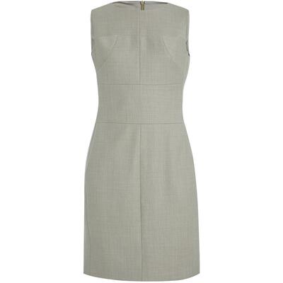 绵羊毛杏色颗粒纹无袖分割连衣裙