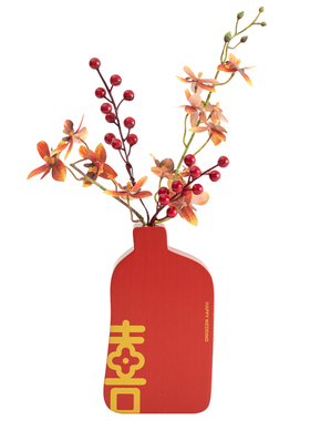 良订 高级感红色结婚花瓶摆件一对订婚花束客厅假花婚房布置绢花