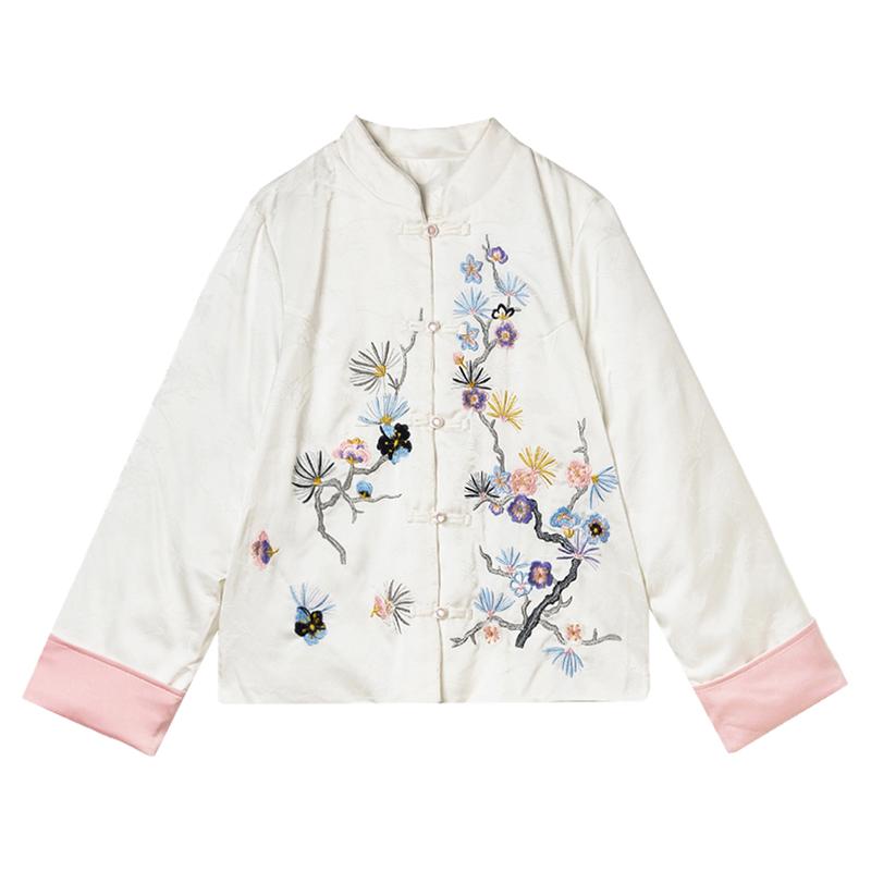 雅致绣花翻边国风棉服