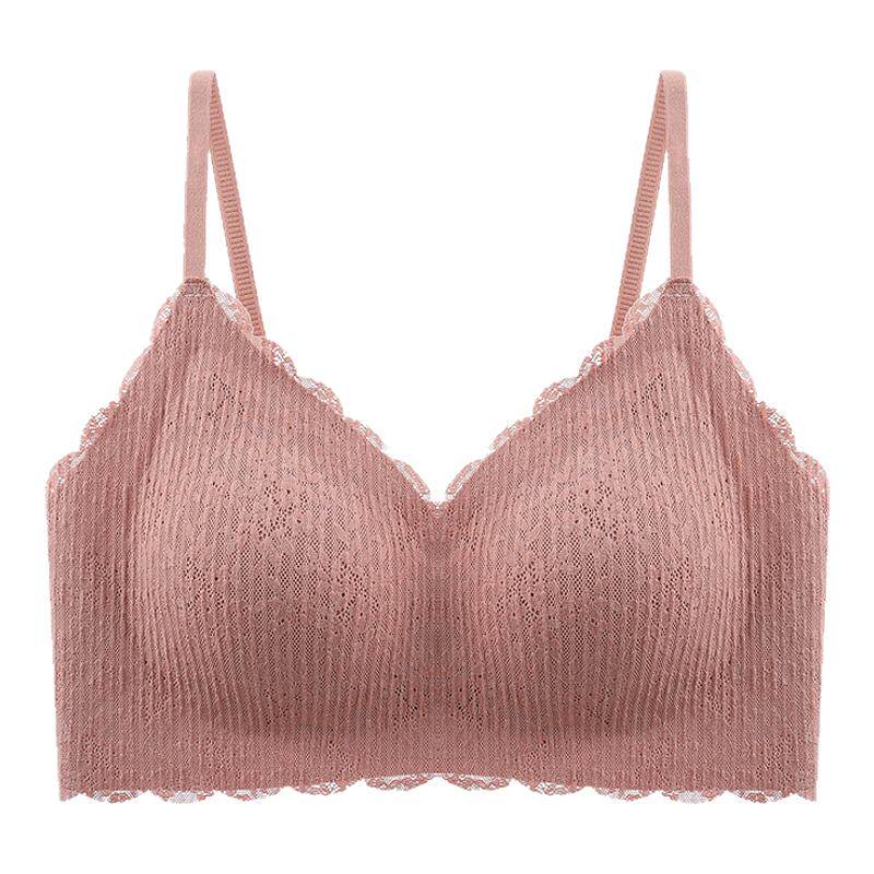 美背内衣女无钢圈无痕运动小胸聚拢收副乳睡眠蕾丝乳胶背心式文胸