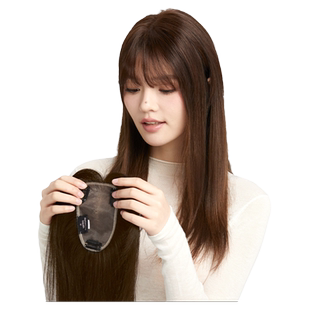 瑞贝卡假发片女真发一片式全真发自然蓬松头顶补发块遮白发增发量