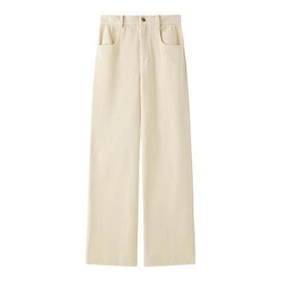 纯棉复古灯芯绒拖地裤女高腰休闲