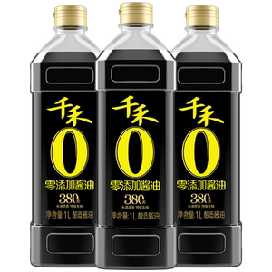 千禾零添加酱油头道380天1L-3 特级生抽家用调味官方旗舰店正品