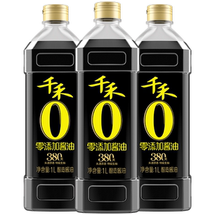 千禾零添加酱油头道380天1L-3 特级生抽家用调味官方旗舰店正品