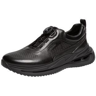 沙驰男鞋新款户外男士男款休闲鞋真皮牛皮轻底运动休闲小黑鞋