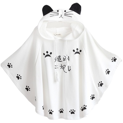 日系软妹夏季初中生猫脸猫爪罩衫