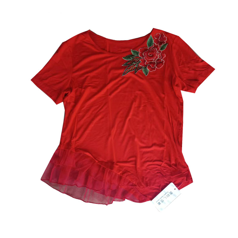 新款广场舞上衣女春夏季莫代尔舞蹈上衣绣花练功服蹈服演出舞蹈服