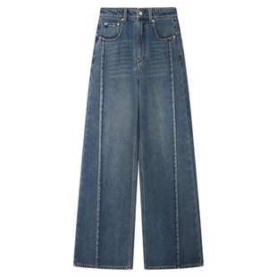 设计师品牌 IMMI 秋冬女士复古牛仔起绒阔腿裤银泰百货 300124