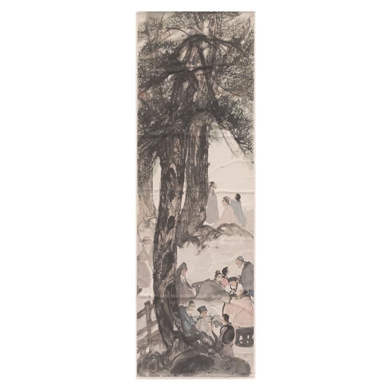 国画傅抱石水墨国画装饰画微喷