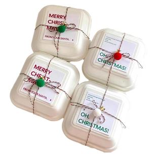 2026圣诞节包装盒蛋糕装饰纸浆盒圣诞快乐卡片贴纸甜品打包盒子