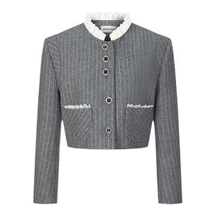 HERLIAN 秋冬新品女法式蕾丝领 小香风短外套