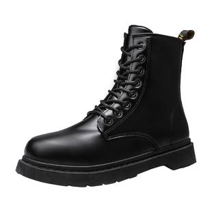 马丁靴男款冬季高帮黑色机车防水休闲皮鞋加绒加厚保暖防寒雪地靴