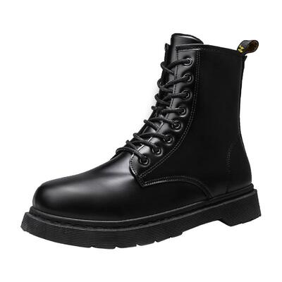 马丁靴男款冬季高帮黑色机车防水休闲皮鞋加绒加厚保暖防寒雪地靴