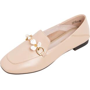 REEMOOR睿慕金属扣饰乐福鞋2025秋季鞋子纯色圆头女鞋平跟单鞋女