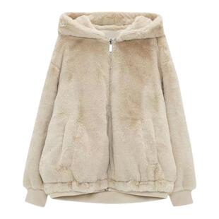 秋冬季新款加厚连帽羊羔毛外套女棉袄宽松毛绒棉衣毛茸茸保暖棉服