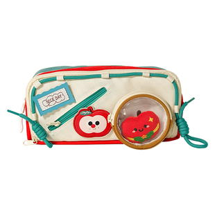 三年二班 可爱撞色苹果笔袋痛包大容量文具盒高颜值ins风笔盒铅笔盒文具袋女生2025新款超火小学生初高中众F