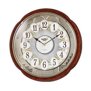 RHYTHM丽声挂钟客厅美式乡村水晶豪华复古旋动音乐魔幻钟表4MH828