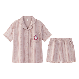 宫蝶【可外穿】玩具总动员草莓熊少女短袖睡衣纯棉卡通家居服夏季