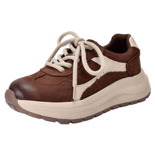 四起哥2025秋季新款头层牛皮时尚百搭厚底真皮休闲鞋女轻奢运动鞋