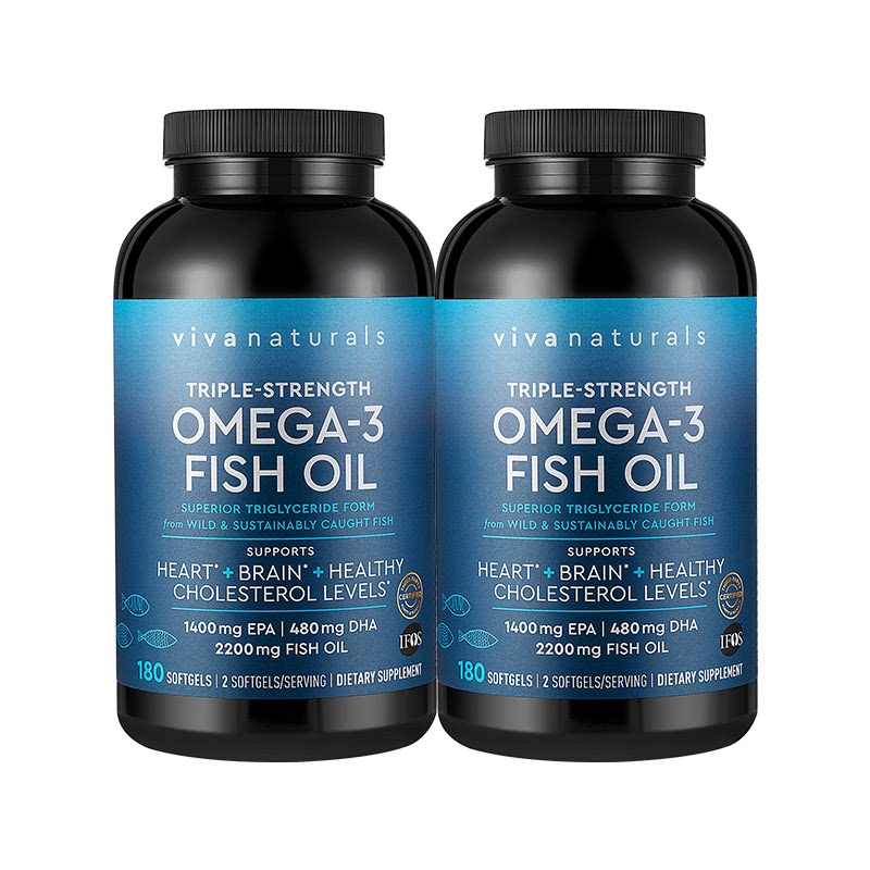 Viva深海鱼油omega3欧米伽3脂肪酸含DPA高纯度鱼油软胶囊180粒2瓶