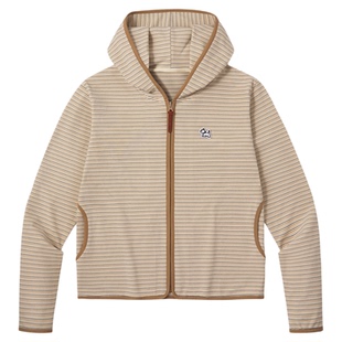 PSO Brand女装可爱小狗条纹撞色连帽红色卫衣女款休闲开衫外套