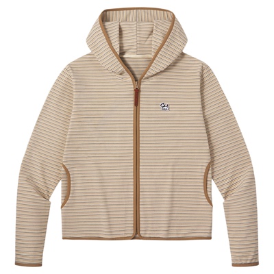 PSO Brand女装可爱小狗条纹撞色连帽红色卫衣女款休闲开衫外套