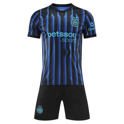 国米足球服套装定制女童儿童球衣