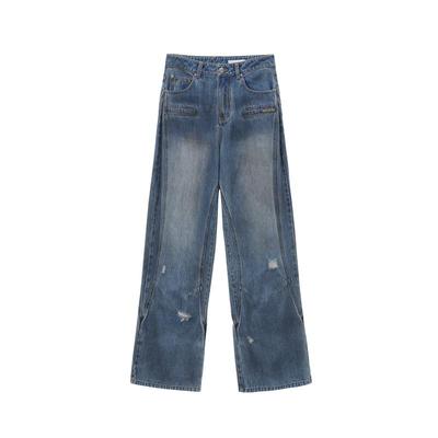 REVAN芮范设计师款做旧磨破直筒牛仔裤RM91302149