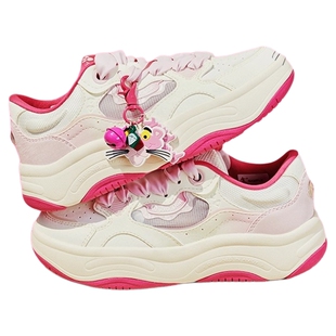 粉红豹联名|乔丹秋冬板鞋女款粉色网面透气厚底运动鞋潮流礼盒款