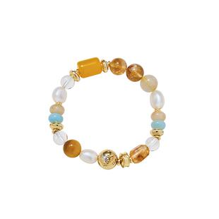 AmberLollipop珍珠手链女款天然蜜蜡水晶手串生日礼物Derora系列