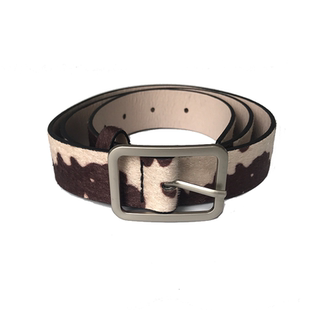 三环路皮带女仿马毛奶牛纹腰带复古配牛仔裤男女士时尚设计感小众