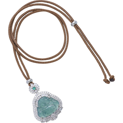 方糖家翡翠佛公新中式编绳项链