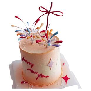 网红2026跨年元旦新年DIY软胶璀璨火花蛋糕装饰插件春节蛋糕装扮