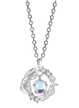 蓝桉树与鸟999纯银夏天项链