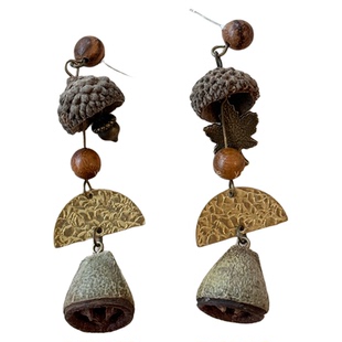 新中式复古森系桉树果长款耳环女小众设计感独特耳钉气质耳坠耳饰