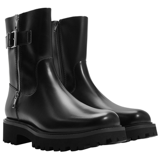 CHARLES&KEITH春季女靴CK1-90920160圆头厚底拉链皮带扣机车短靴