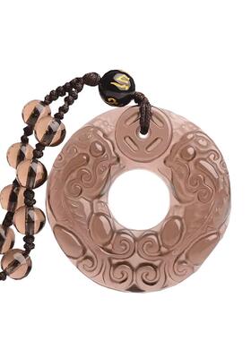 冰种黑曜石双貔貅合成平安扣吊坠男士女款情侣水晶项链挂坠饰品