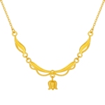 周六福黄金计价5G足金链坠春日浪漫铃兰花园项链蕾丝系列节日礼物