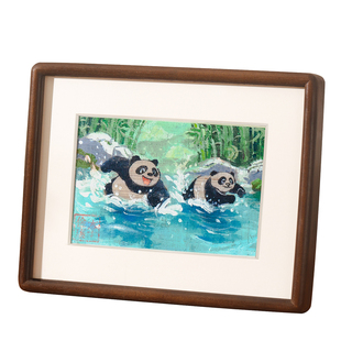 【重庆非遗】荣昌夏布手绘装饰8寸相框桌面摆件熊猫元素文创礼物