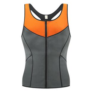 黑色无袖减腰健身拉链式运动男士背心塑身暴汗收腹肚塑身衣束身衣