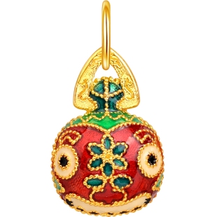 潮宏基好事发生聚财吞金兽黄金挂坠足金吊坠5D硬金珐琅不含链L