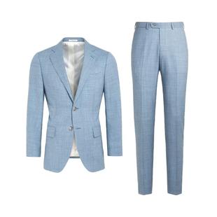 SUITSUPPLY秋浅蓝色热带羊毛西服经典男士西装套装