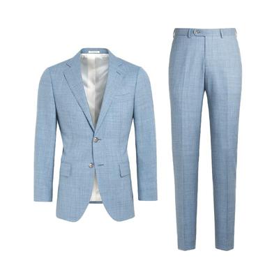 SUITSUPPLY秋浅蓝色热带羊毛西服经典男士西装套装