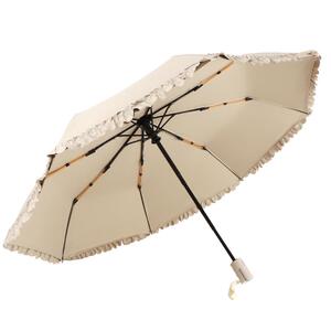 加固加厚彩胶防晒紫外线晴雨伞两用遮阳折叠黑胶花边公主太阳伞女