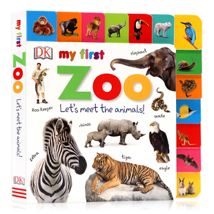 DK My First系列动物园英文原版绘本 My First Zoo Let's Meet the Animals 儿童启蒙认知标签书纸板书 亲子互动英语读物读本